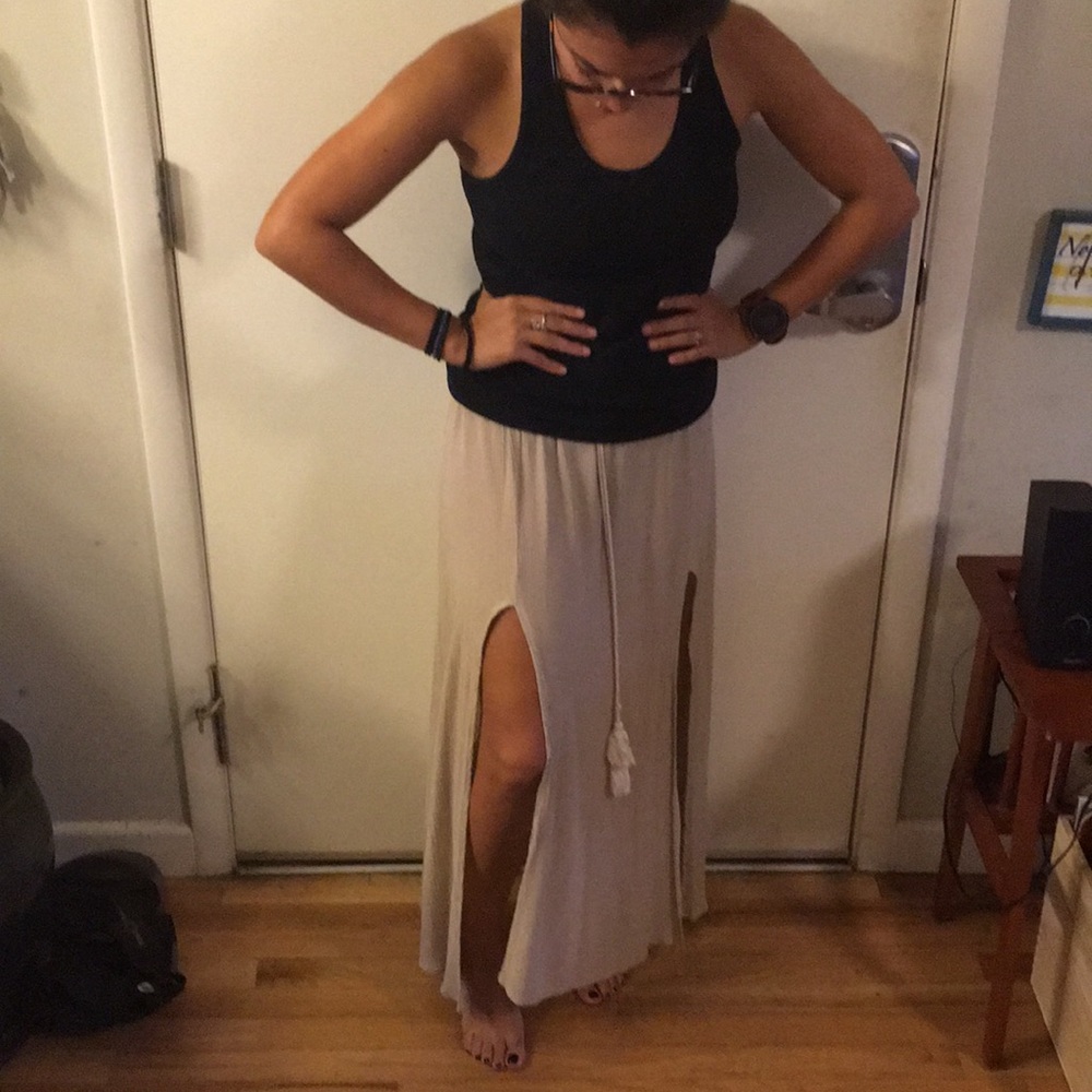 Double slit maxi skirt
